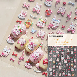 Graffiti Rabbit Dog Bunny Milk Strawberry Jewel Candy Knife Envelope Soft Relief Adhesive Nail Art Stickers Cute Manicure Decals (Online Order Only)