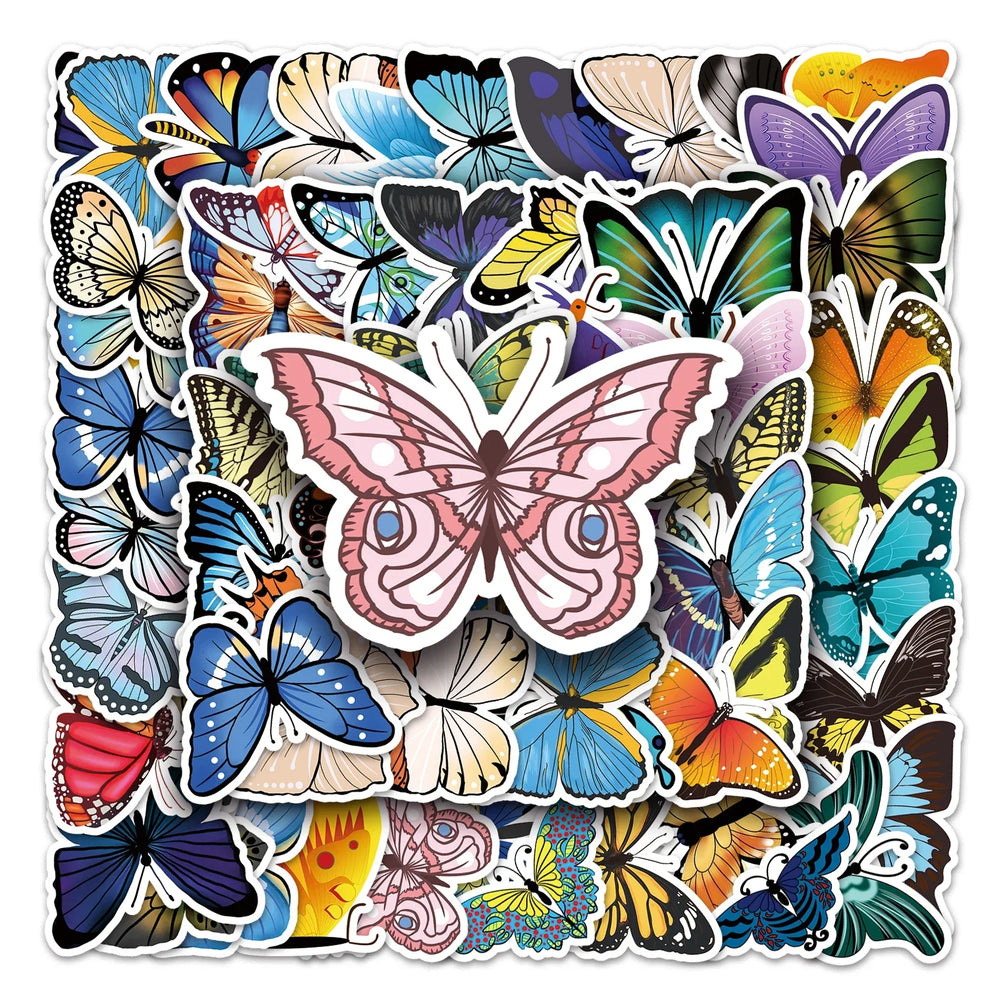 50Pcs Cute Butterfly Waterproof Vinyl Stickers for Skateboard Snowboard (Online Order Only)