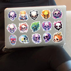 10/30/50PCS Cool Skull Stickers Aesthetic Cute Decoration DIY Skateboard Phone Laptop Scrapbook Bike Car PVC Waterproof Kids Toy (ONLINE ORDER ONLY)