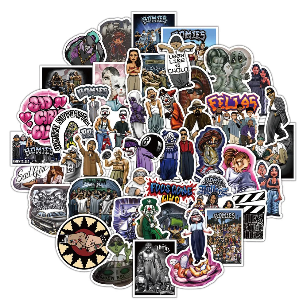 Rap Homies Graffiti Stickers: 10/30/50PCS for Motorcycle, Luggage, Skateboard (ONLINE ORDER ONLY)