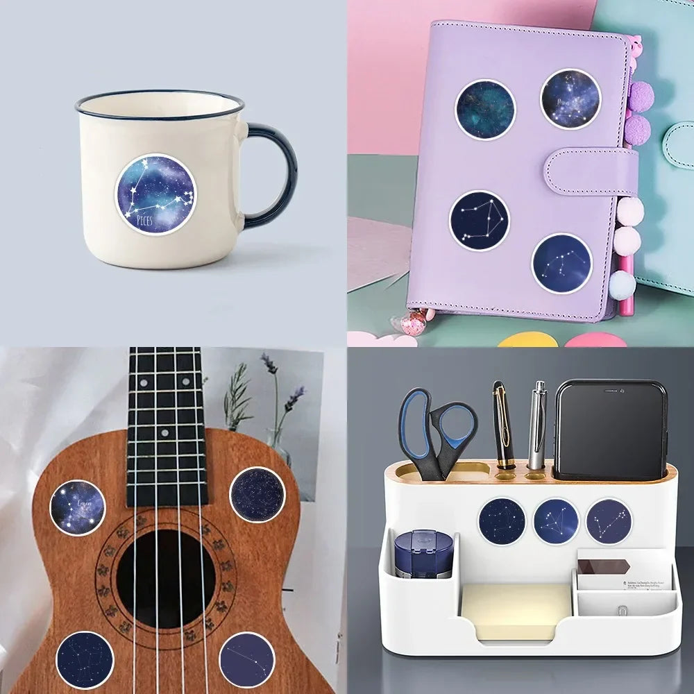 10/60Pcs Twelve Constellations Graffiti Stickers Laptop Computer Phone Luggage Guitar Waterproof Graffiti Bicycle Vinyl Sticker (ONLINE ORDER ONLY)