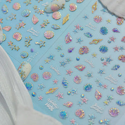Shiny Colourful Marine Shell Starfish Ocean Elements Star Water Bubbles Star Conch Underwater Nail Art Stickers Manicure Decals (ONLINE ORDER ONLY)