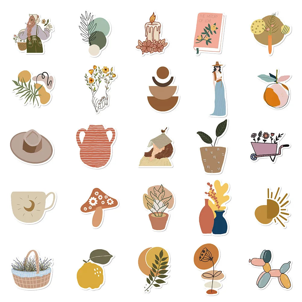 10/30/50PCS Bohemian Art Graffiti Stickers Decoration DIY Toy PVC Notebook Album Phone Laptop Car Kids Sticker Cute Decals Gift (ONLINE ORDER ONLY)