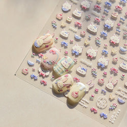 Bunny Love Heart Rabbit Nurse Cut Wound Bowknot Pill Flower Medicine Treatment Self Adhesive Nail Art Stickers Manicure Decals (ONLINE ORDER ONLY)