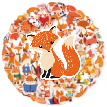 10/50PCS Cartoon Little Fox Stickers Cute Animal Decoration Decals Toy for Kids Graffiti Notebook Helmet Guitar Sticker Gifts (ONLINE ORDER ONLY)