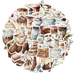Cartoon Coffee Tea Sticker Pack for Laptop Luggage Car Fridge Vinyl (ONLINE ORDER ONLY)