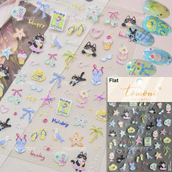 Summer Beach Bikini Watermelon Duck Cat Ice Cream Shell Coconut Tree Cherry Starfish Sunglasses Nail Art Sticker Manicure Decals (ONLINE ORDER ONLY)