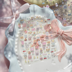 Lovely Animals Cat Dog Bear Party Puppy Kitten Cake Bowknot Flower Love Heart Lace Gird Adhesive Nail Art Sticker Manicure Decal (ONLINE ORDER ONLY)