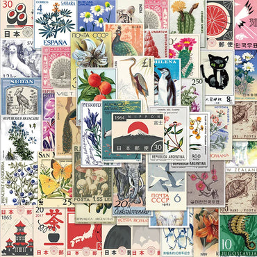 10/30/50pcs Vintage Postal Stamps From All Over The World Sticker Packs (ONLINE ORDER ONLY)
