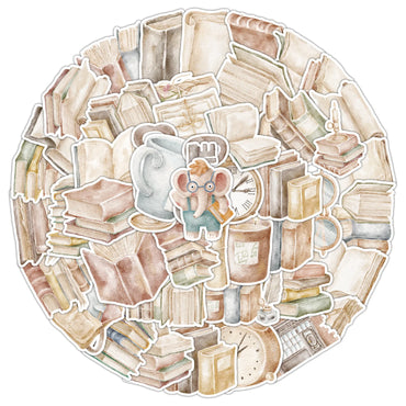 10/50PCS Aesthetic Vintage Book Reading Stickers DIY Kids Scrapbooking Notebook Phone Laptop Luggage Diary Graffiti Sticker Toy (ONLINE ORDER ONLY)