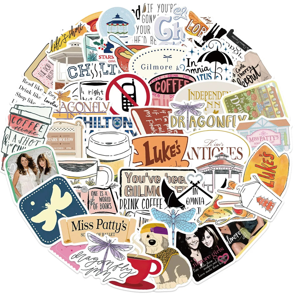 Gilmore Girls Stickers 10/30/52pcs Cartoon Decals for Notebook, Skateboard, Fridge, Phone, Bike, Suitcase, Kids Toy Decoration (ONLINE ORDER ONLY)