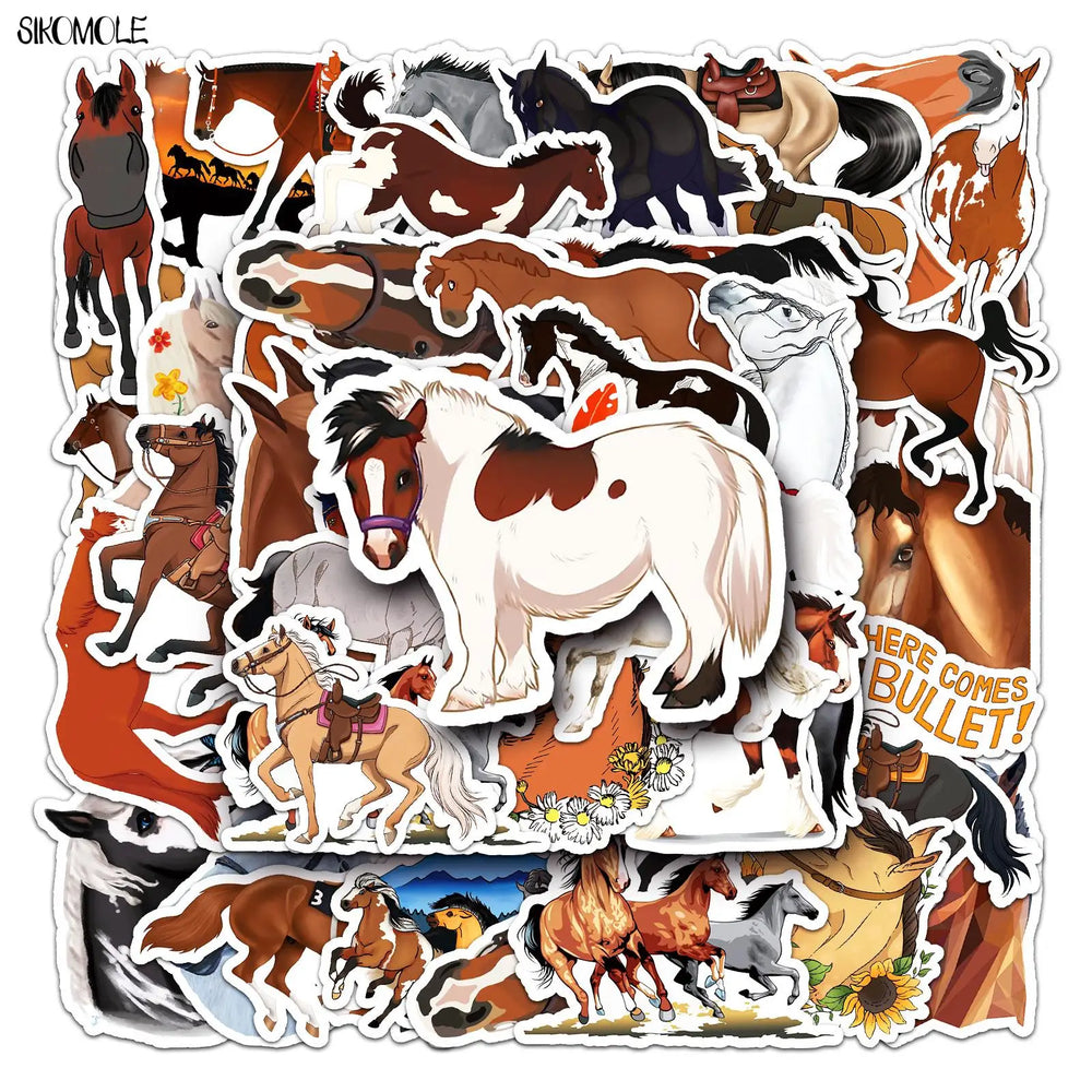 Cartoon Horse Stickers Pack - Kids DIY, Skateboard, Laptop, Phone Decals (ONLINE ORDER ONLY)