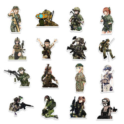 10/30/50pcs Anime Camouflage Female Military Uniform Girls Stickers Laptop Motorcycle Skateboard Phone Wall Sticker Kids Toys (ONLINE ORDER ONLY)