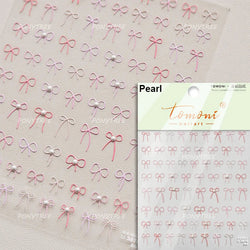 Chic Shiny Lace Pink Black White Bowknot Pearl Rhinestones Charming 3D Self Adhesive Nail Art Decoration Sticker Manicure Decals (Online Order Only)