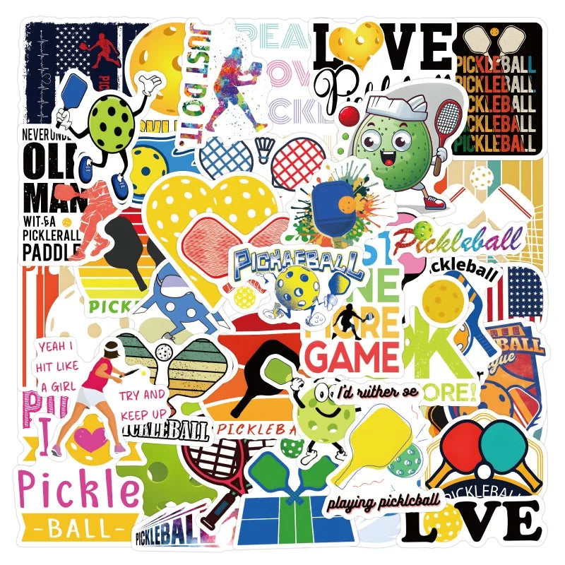 55pcs Pickleball Graffiti Stickers for Laptop, Water Bottle, Phone, Scooter, Suitcase, Refrigerator (Online Order Only)