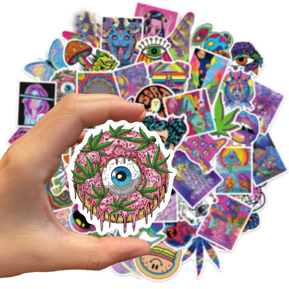 10/30/50PCS Cool Gothic Psychedelic Art Aesthetic Stickers Graffiti Decal Car Bike Skateboard Motorcycle Laptop Kid Sticker Toy (ONLINE ORDER ONLY)