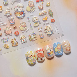 Sweater Glovesvacuum Cup Milk Fallen Leaves Kitten Adhesive Nail Art Stickers Warm Suitpinecone Kitchenware Cat Manicure Decals (ONLINE ORDER ONLY)