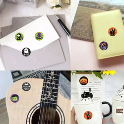500pcs/Roll Halloween Horror Cartoon Round Sealing Stickers DIY PVC Laptop Decals Decoration Stiker Reward Gift Toys (ONLINE ORDER ONLY)