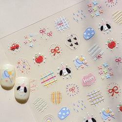 Graffiti Lines Apple Dog Car Bowknot Love Heart Flower Capture Net Grid Butterfly Rain Adhesive Nail Art Sticker Manicure Decals (ONLINE ORDER ONLY)