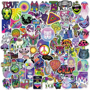 120 PCS Cartoon Psychedelic Stickers for Laptop Skateboard Motorcycles Bike Cars Fridge Waterproof Trippy Stickers for Kid (ONLINE ORDER ONLY)