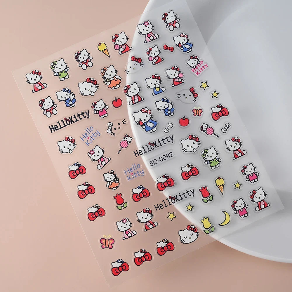1pc 5D Pink/Black Hello Kitty Nail Art Stickers Anime Cartoon Japanese Cartoon KT Cat Manicure Decal Luxury DIY Nail Accessories (ONLINE ORDER ONLY)