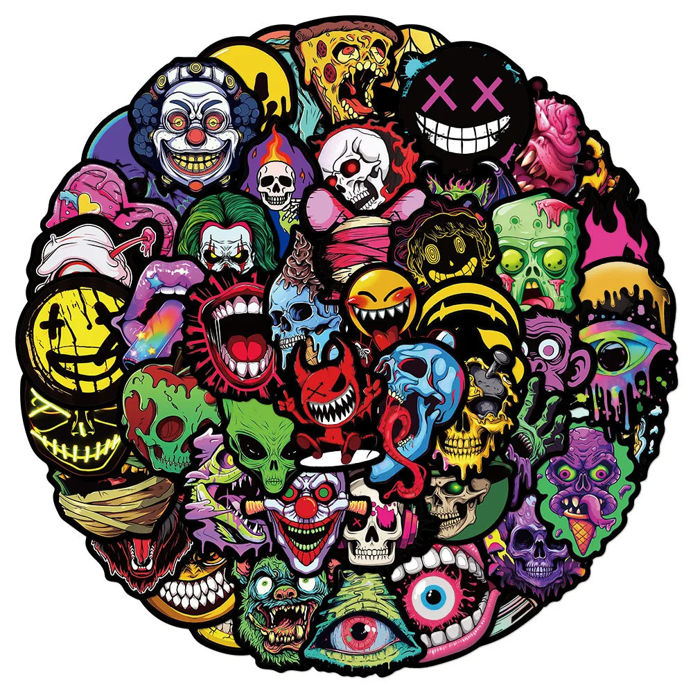Gothic Cartoon Stickers for Phone, Laptop, Suitcase, Scrapbook, Bike (ONLINE ORDER ONLY)