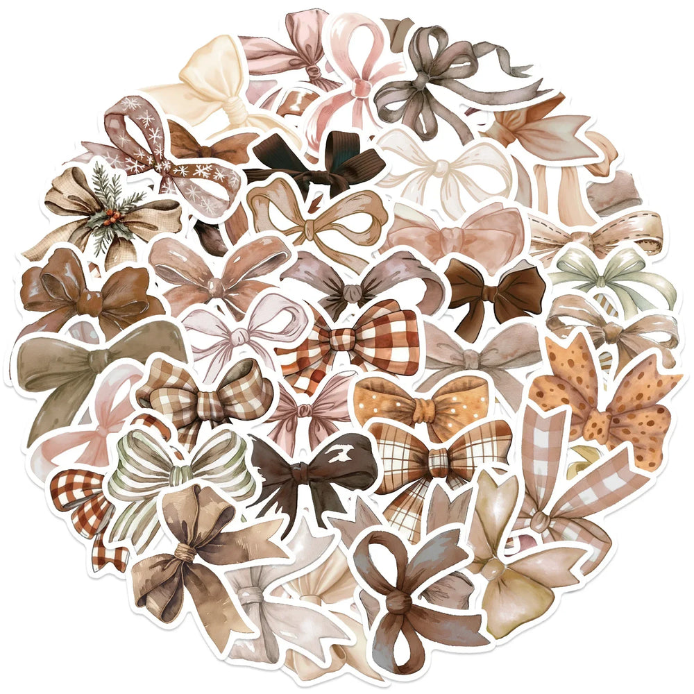 Brown Bow Stickers Decal Set for Laptop, Motorcycle, Luggage, Snowboard, Fridge, Car (ONLINE ORDER ONLY)