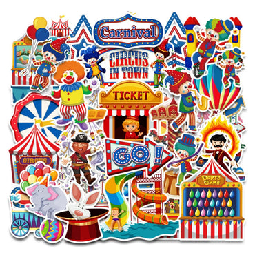 10/50PCS Playground Amusement Park Stickers Cute Ferris Wheel Small Train Paradise Circus Sticker for Stationery Scrapbooking (ONLINE ORDER ONLY)