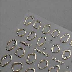 Gold Silver Line Irregular Shape Shiny Rhinestone 5D Bronzing Soft Relief Self Adhesive Nail Art Stickers Nail Decoration Decals (ONLINE ORDER ONLY)