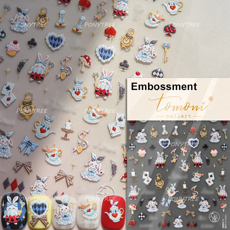 Peach Blossom Flower Yellow Rabbit Bunny Love Heart Delicate Totem 5D Self Adhesive Nail Art Stickers Rhinestone Manicure Decals (ONLINE ORDER ONLY)