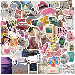 65Pcs Retro Millennium Stickers Cartoon PVC Waterproof Stickers Decals For Kids Boys Girls Toys Gifts (ONLINE ORDER ONLY)
