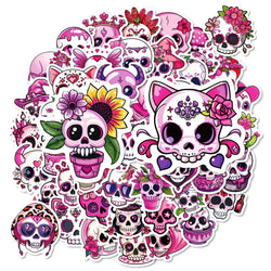 Pink Skull Heart Halloween Stickers for Phone Laptop Luggage Skateboard 10/30/50PCS (Online Order Only)