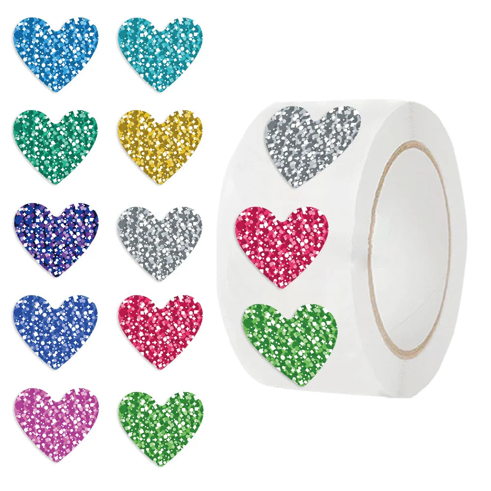 500pcs/Roll Cartoon Color Love Sealing Stickers Creativity DIY PVC Laptop Decals Decoration Stiker Reward Label Gift Toys (Online Order Only)