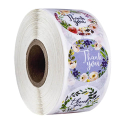 100-500pcs Flower Thank You Business Sticker Roll Label for Wedding Gift Card Box Envelope Sealing Tab Home Made Wrapping Supply (ONLINE ORDER ONLY)