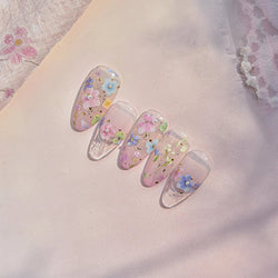Colourful Dried Flower Petal Texture Peach Blossom Orchid Fragrant Bouquet 5D 3D Self Adhesive Nail Art Stickers Manicure Decals (ONLINE ORDER ONLY)