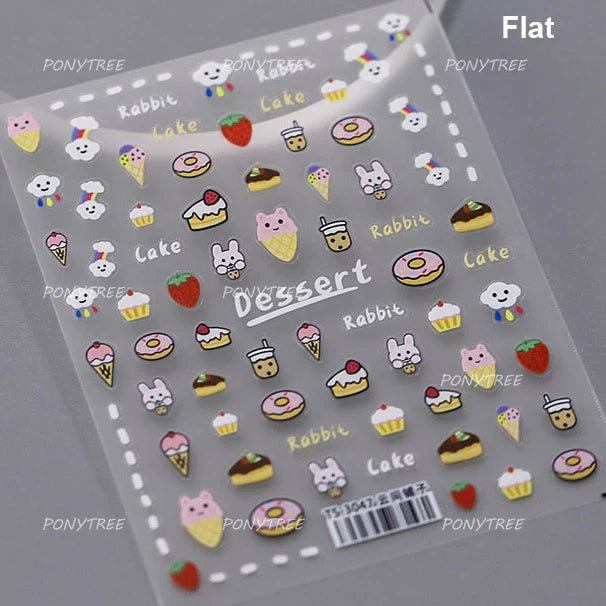 Pink Transparent Strawberry Leopard Print Metal Silver Fruit Lovely Self Adhesive Nail Art Stickers 5D Manicure Decals Wholesale (ONLINE ORDER ONLY)