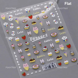 Pink Transparent Strawberry Leopard Print Metal Silver Fruit Lovely Self Adhesive Nail Art Stickers 5D Manicure Decals Wholesale (ONLINE ORDER ONLY)