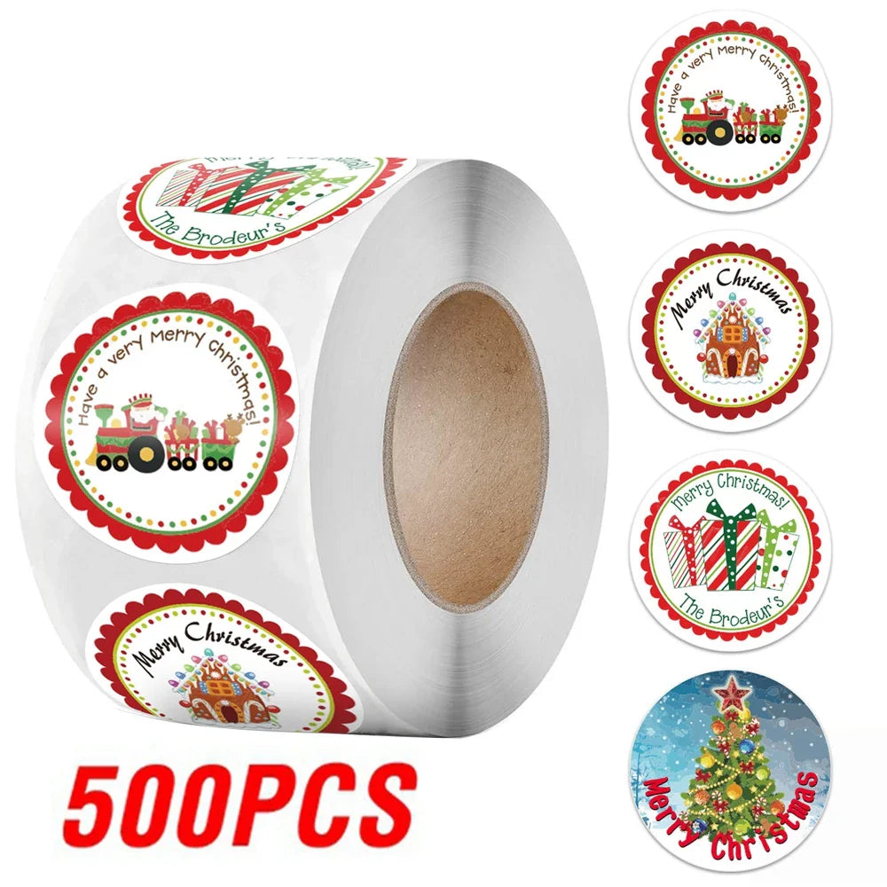 100-500Pcs New 1 Inch Christmas Theme Seal Labels Stickers For DIY Gift Baking Package Envelope Stationery Decoration (ONLINE ORDER ONLY)