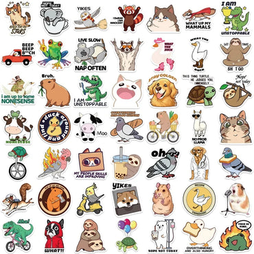 10/30/50PCS Funny Animal Colorful Sticky PVC Sticker Aesthetic DIY Decoration Scrapbooking Hand Accounting Supplies for Kids (ONLINE ORDER ONLY)