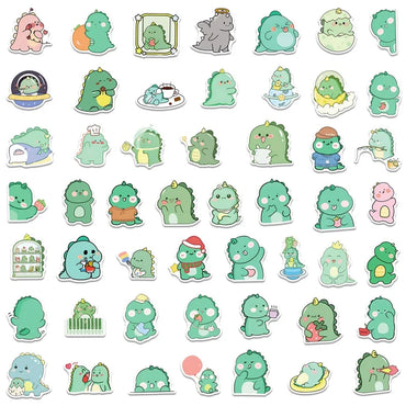 10/30/50PCS Kawaii Green Dinosaur PVC Sticker Aesthetic Korean Children's Decoration Scrapbooking Stationery School Supplies (ONLINE ORDER ONLY)