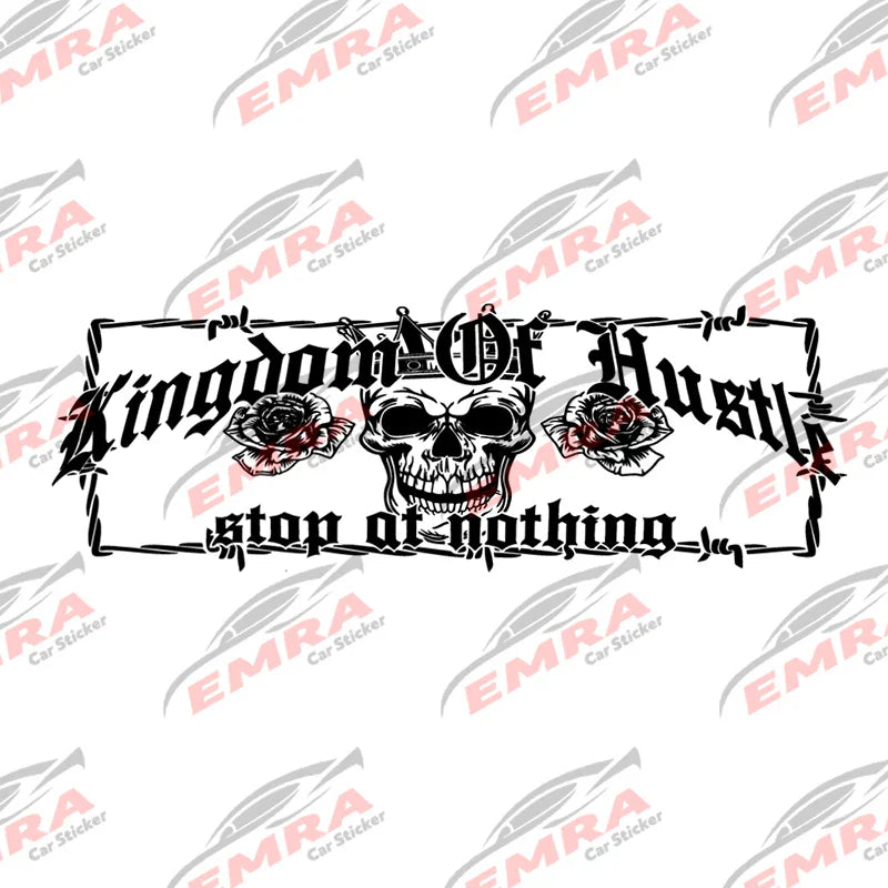 Kingdom of Hustle Wire Skull for Car Sticker Decoration Windshield Rear Window External Accessories Waterproof Vinyl Decals (ONLINE ORDER ONLY)