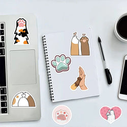 10/30/61PCS Cute Cat Paw PVC Sticker Aesthetic Children's Decoration Scrapbooking Korean Stationery School Supplies for Kids (Online Order Only)