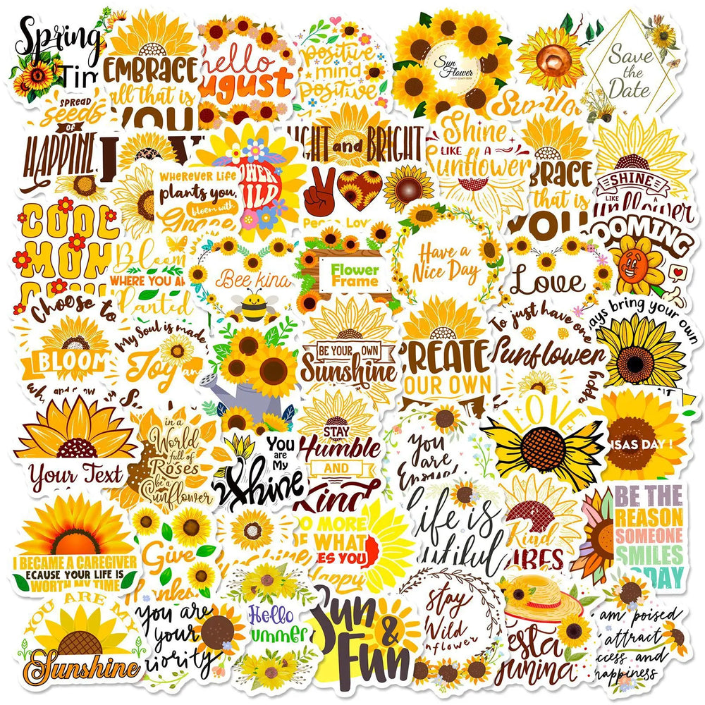 Sunflower Cartoon Stickers 10/25/50pcs for DIY Decor, Laptop, Water Bottle, Phone, Skateboard (ONLINE ORDER ONLY)