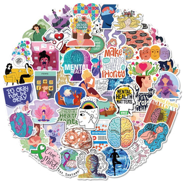 Mental Health Graffiti Stickers Pack for Laptop Phone Water Bottle Notebook (Online Order Only)
