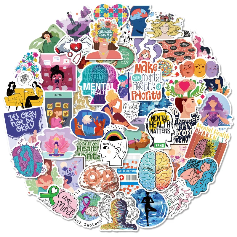 Mental Health Graffiti Stickers Pack for Laptop Phone Water Bottle Notebook (Online Order Only)