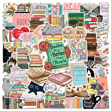 10/30/50PCS Cartoon Animal Reading Children's PVC Sticker Aesthetic Decoration Scrapbooking Stationery School Supplies for Kids (ONLINE ORDER ONLY)