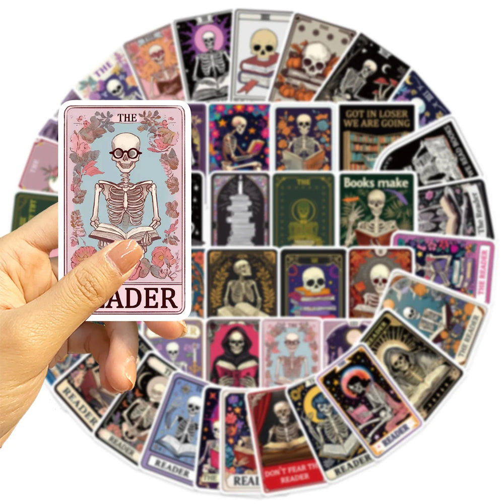 50PCS Creative The Reader Dusty Tarot Card Stickers Phone Cases Laptop DIY Personalized Waterproof Stickers Decorative (ONLINE ORDER ONLY)