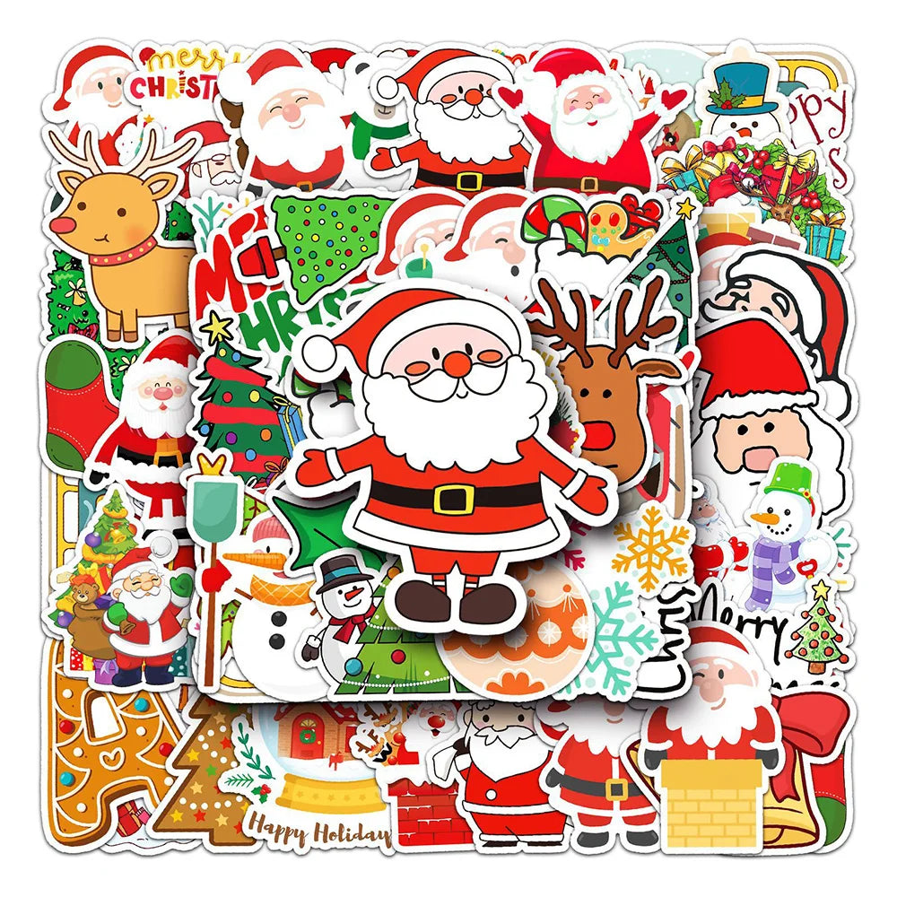 Christmas Santa Stickers 10/30/50PCS for Phone Laptop Luggage Skateboard Kids Gift (ONLINE ORDER ONLY)