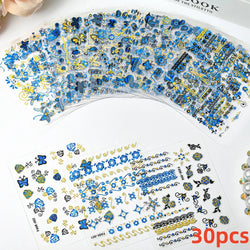 30 Sheets Cute Penguin Winter Nail Stickers Set 3D Snowflake Christmas Decals Tree Elk Bell Self Adhesive Slider Manicure Tips * (ONLINE ORDER ONLY)