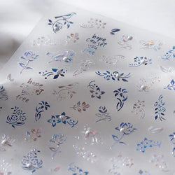 Blue Flower Vivid Bird Hope Can Set You Free Magpie Leaf Pearl Letter Adhesive Nail Art Sticker Aesthetic Beauty Manicure Decal (ONLINE ORDER ONLY)
